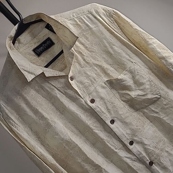 Ocean Pacific menswear sz M  100% rayon button front collared shirt - Picture 2 of 6